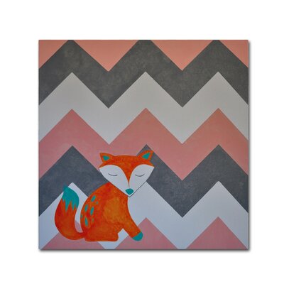 Fox on Chevron by Nicole Dietz - Print on Canvas -  Harriet Bee, ND092-C2424GG