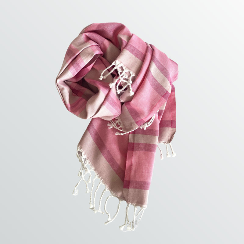 Jeté en 100% coton, Rayure rose, L 38,78 po x l 70,76 po