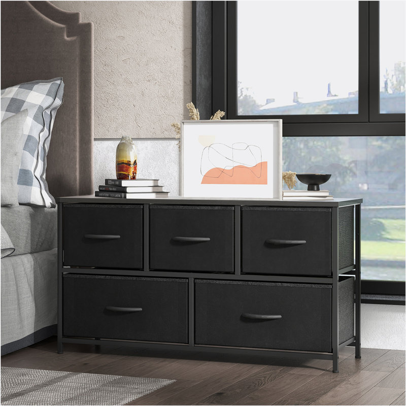 Commode pour enfant 5 tiroirs l 39,4 po Kathiria, Noir