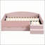 Structure de lit double rembourrée pleine grandeur avec 2 tiroirs de rangement, mélange de velours rose et velours côtelé pour chambre d'enfant-1760762112-1760762119