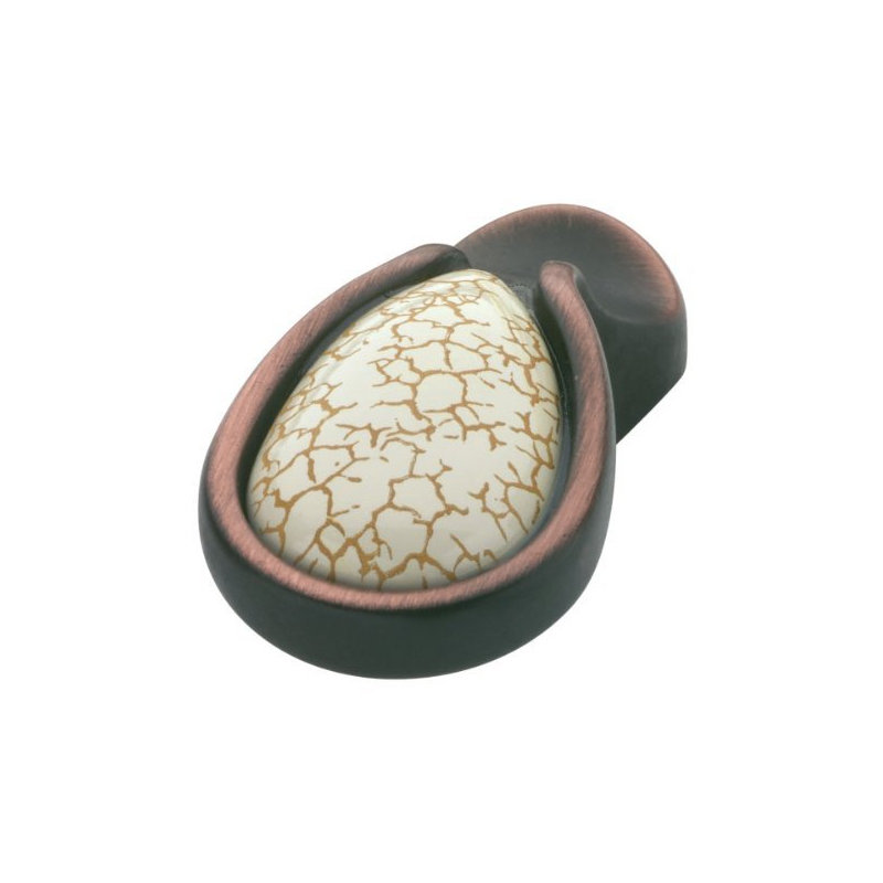 (5 Pack) 1-1/2 inch Pendant Knob Satin Bronzed Copper & Crackle Ivory