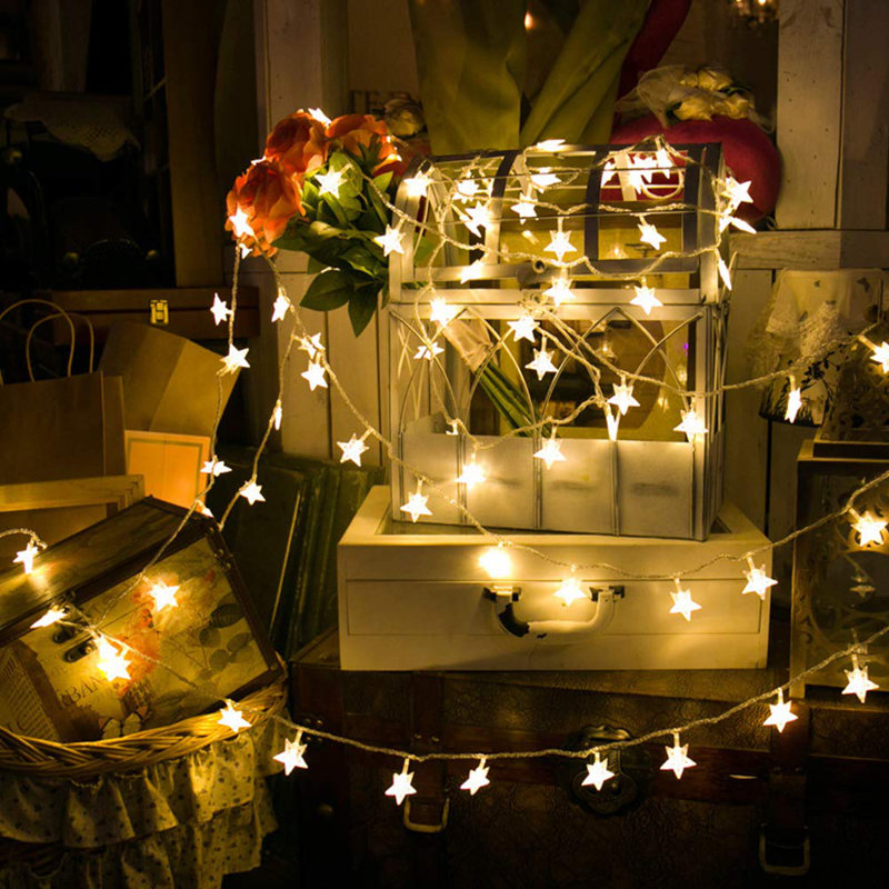  49 ft 100ct LED Star String Lights, Plug in Fairy String Lights Waterproof, Indoor & Outdoor, Warm White, Warm White