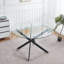 Glass Top Dining Table With Cross Metal Leg