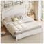 Structure de lit plateforme très grand avec tête de lit à vagues rétro, support de lattes en bois, aucun sommier requis, assemblage facile, structure robuste, mobilier de chambre à coucher avec design rétro classique, blanc
