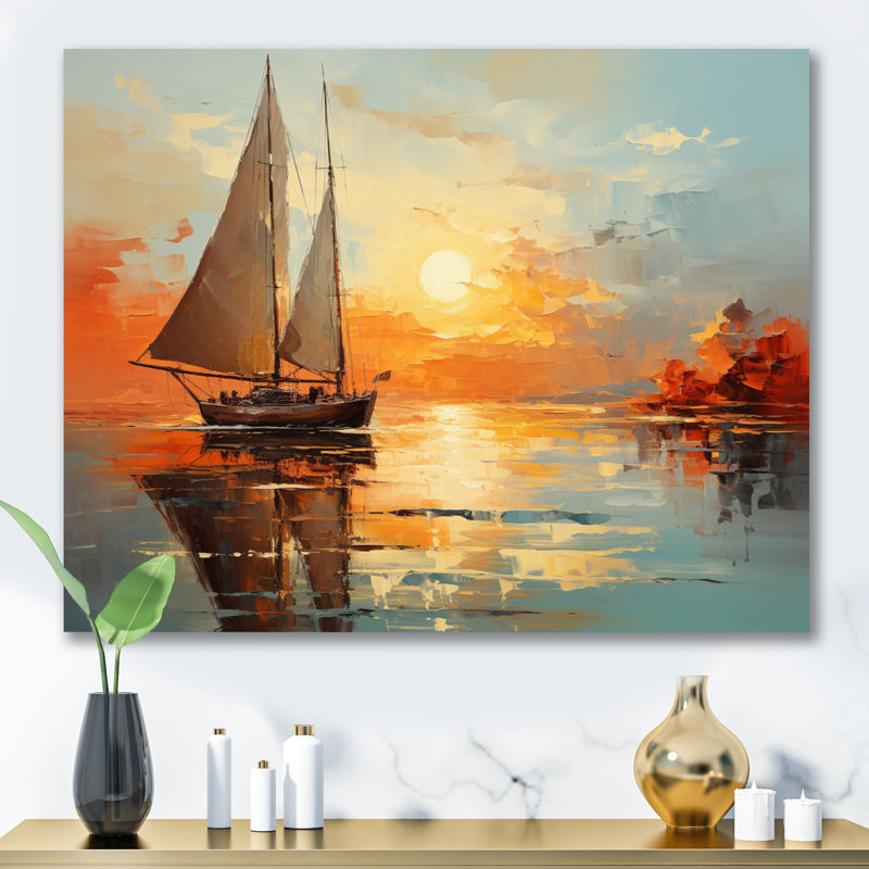 Voilier Rhythic Reflections III - Décoration murale voilier, 34" H x 44" W, Encadrement doré