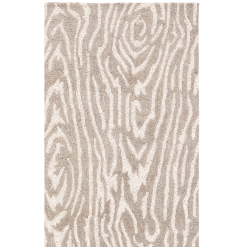 Kristal Ebony Hand Tufted Wool/Cotton Abstract Rug in Grey/Ivory/Beige, Runner 2'3" x 8'