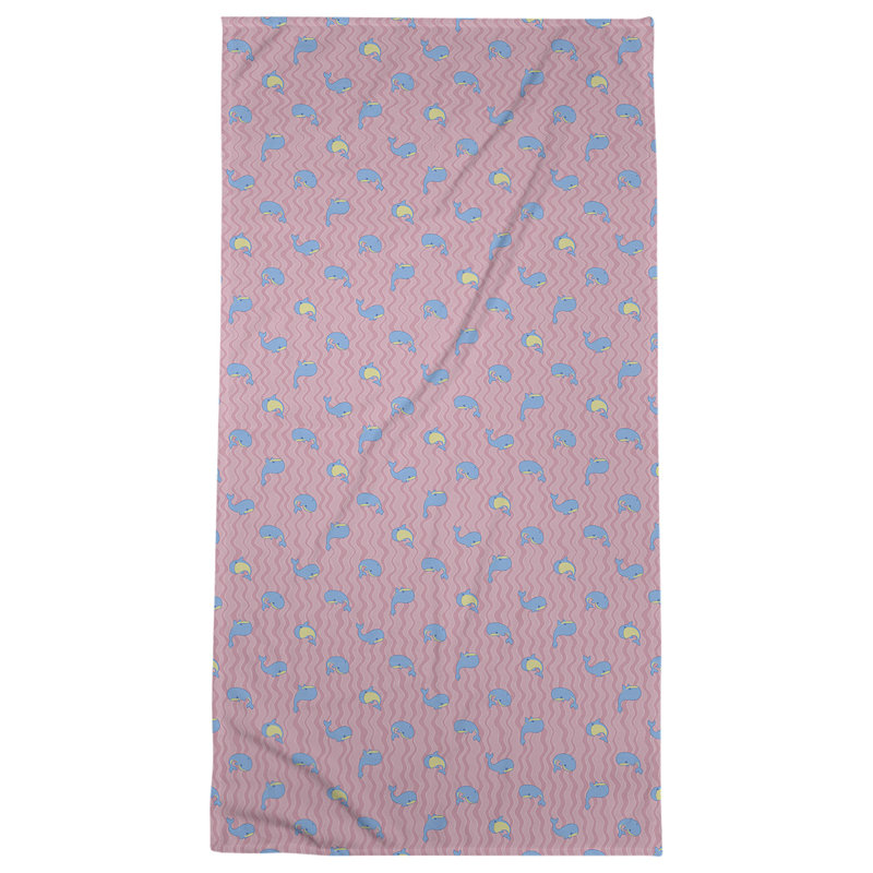 Serviette de bain katelyn elizabeth baleines, Rose / jaune / bleu