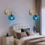Modern Copper Blue Glass Ball Wall Sconce Mid Century Wall Mounted Light With Bedside