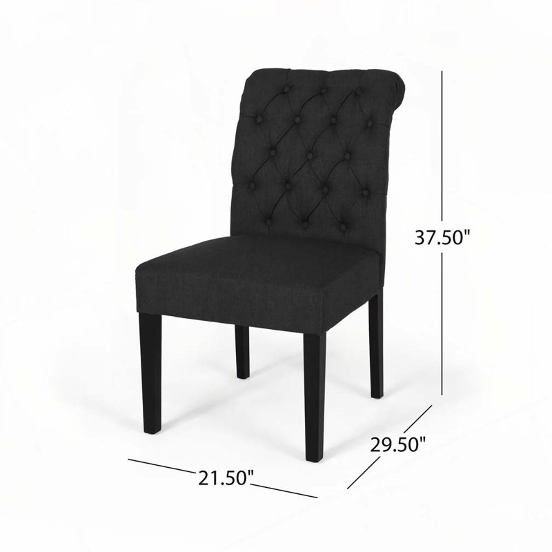 Chaise rembourrée touffetée, Noir