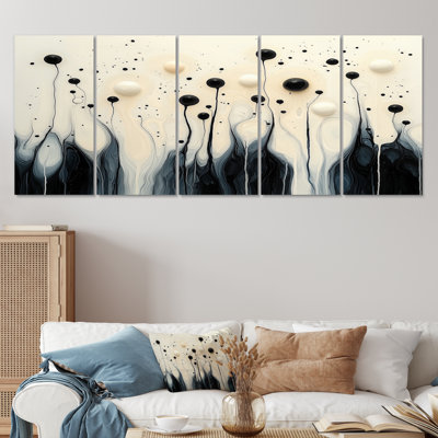 Vague noire et blanche, rivière rythmique IV - goutte d'eau, décoration murale - art mural moderne