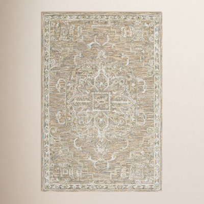 Cait Brown Blue Sage Hand-Tufted Oriental Wool Rug