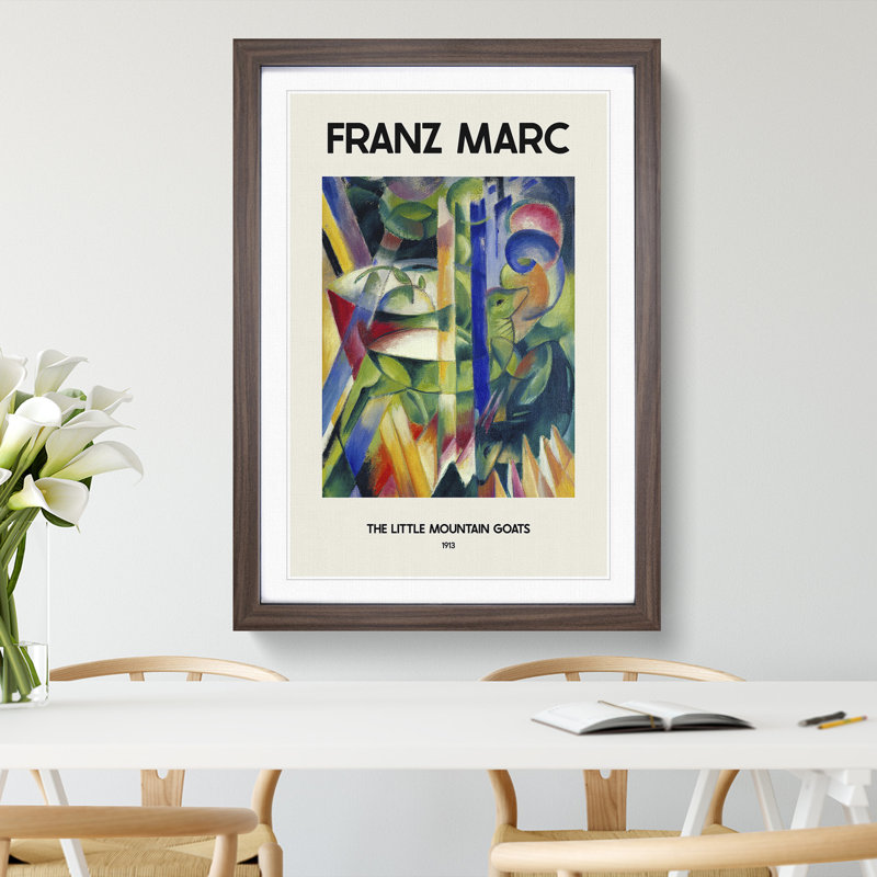 The Little Mountain Goats by Franz Marc - Picture Frame Painting, 36cm H x 27cm W x 2cm D, Walnut Framed