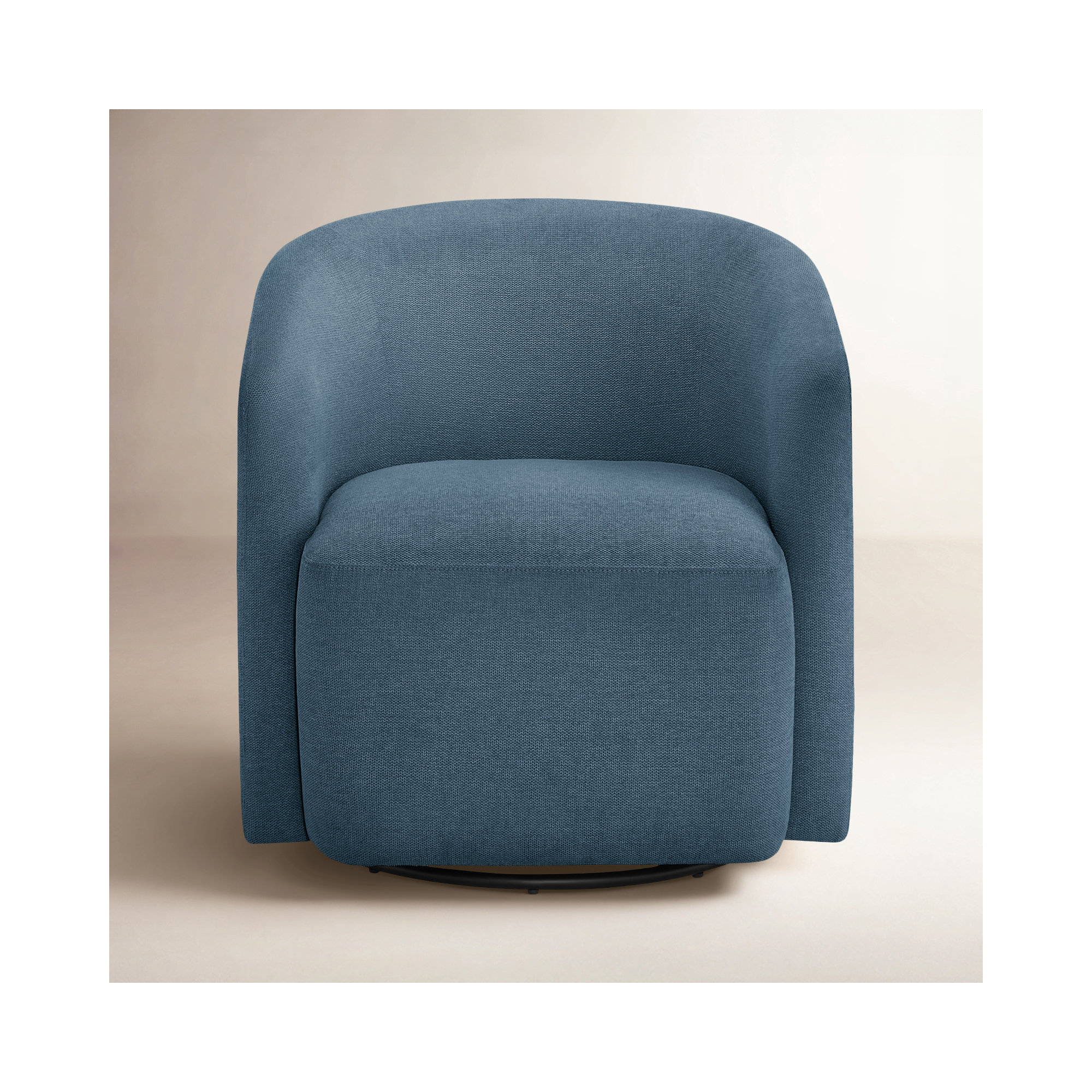 Arlo Swivel Barrel Chair, Blue Polyester Blend