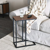 Gateshead Jamestown C-Shaped for Accessability Side End Table Ashwood Rustic Wood Grain and Metal