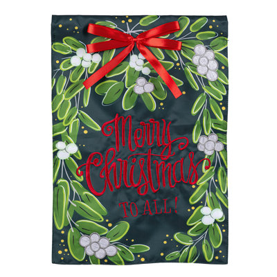 Drapeau de jardin Merry Christmas Mistletoe
