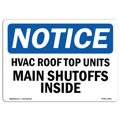 HVAC Roof Top Units Main Shutoffs Inside Sign