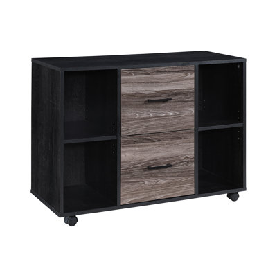 Walnut File Cabinet With 2 Drawers