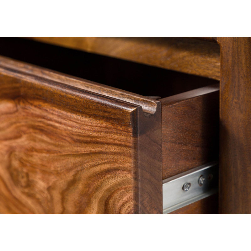 Toronto 50 cm W Solid Wood Bedside Table, Brown/White/Pink