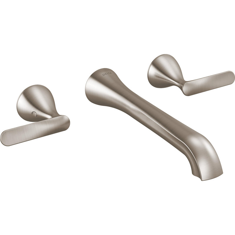 Two Handle Wall Mount Bathroom Faucet, Lumicoat Stainless