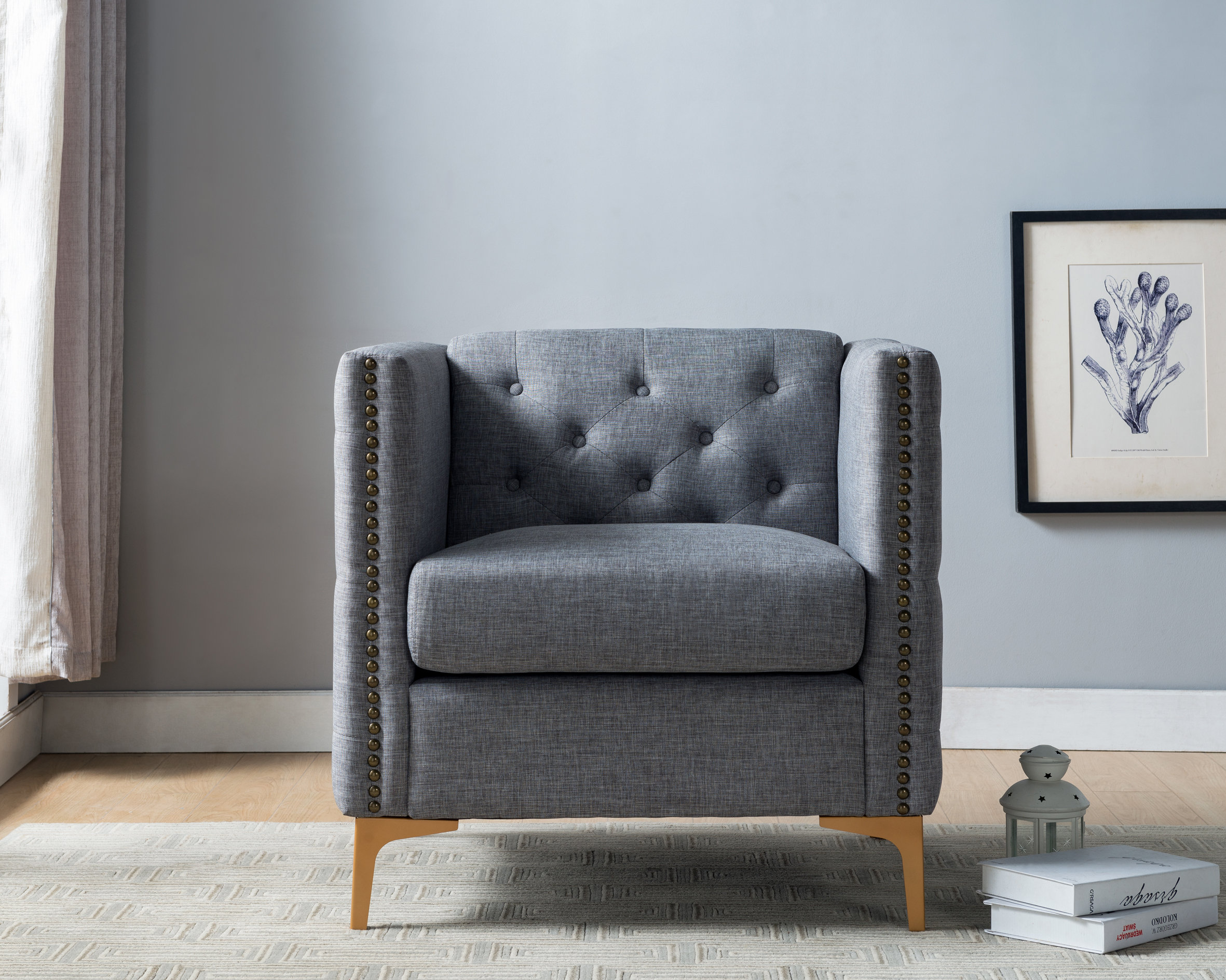 Darby Home Co Lodd Wide Tufted Polyester Armchair Wayfair