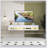 180 Wall Mounted Floating 80" TV Stand with 20 Color LEDs  and  Charging Station-977550513
