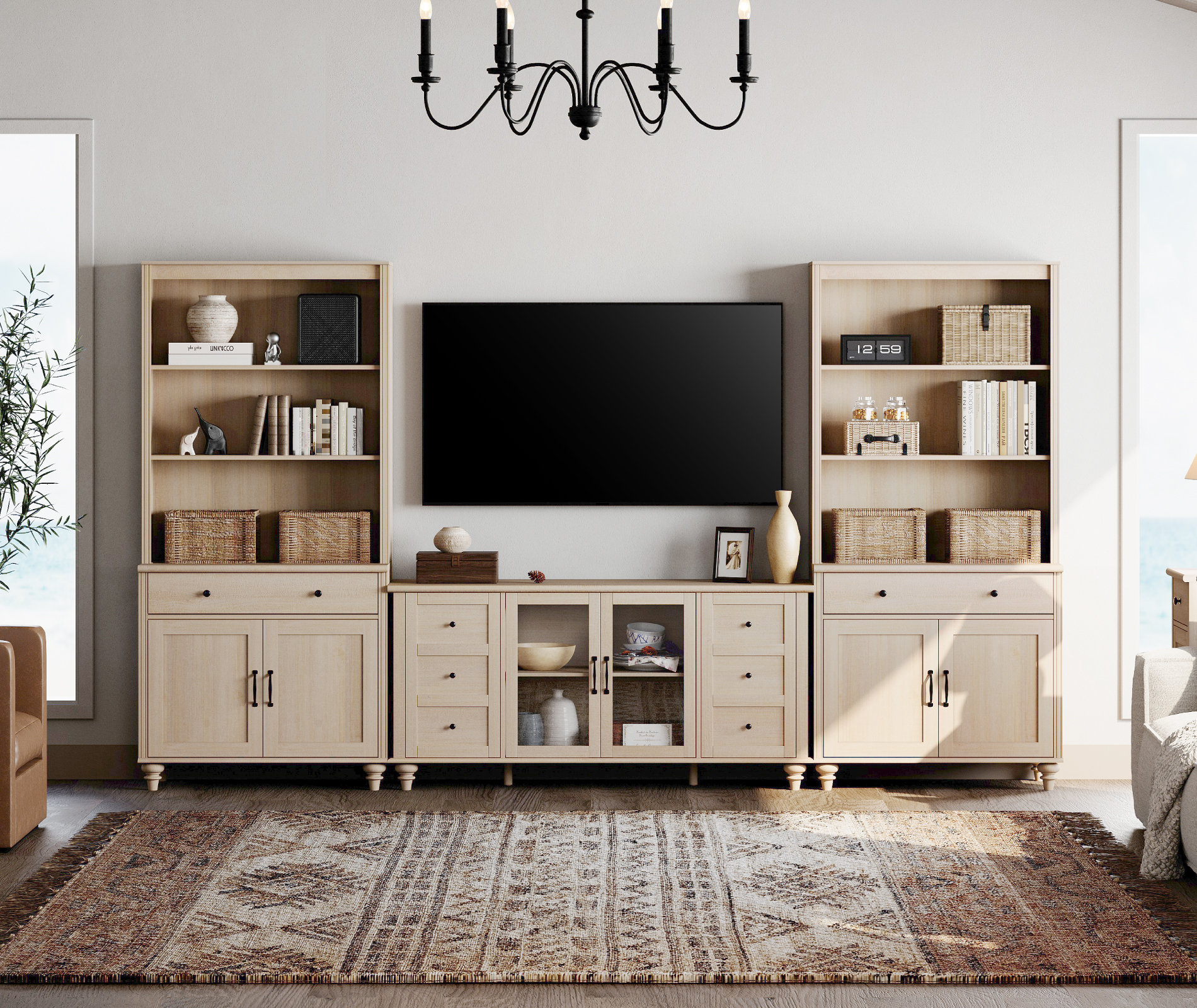 Charlton Home® Scarlett Entertainment Center With Bookshelves For Tvs ...