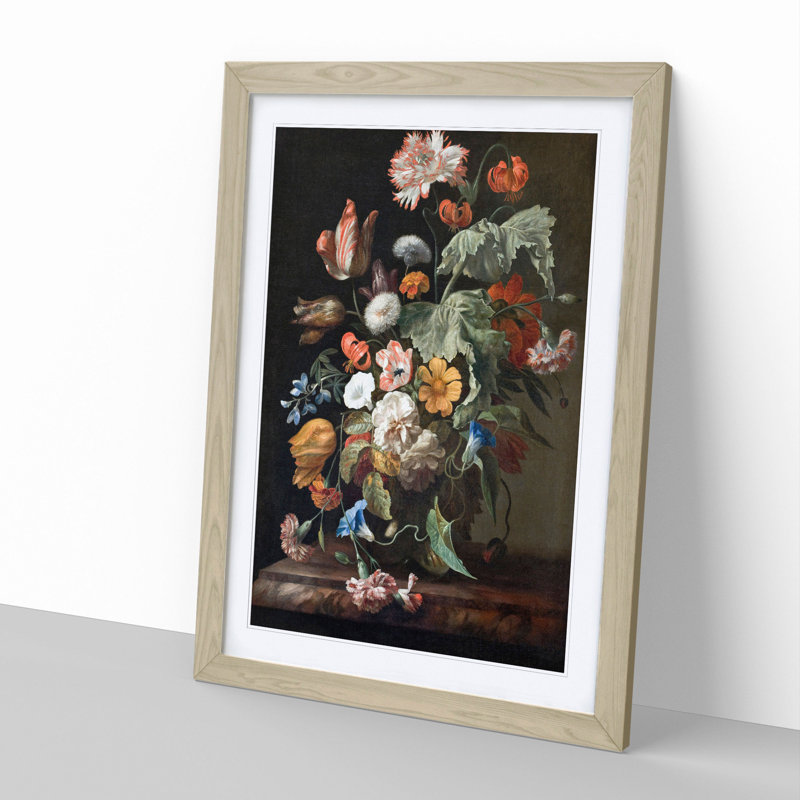 Still Life with Flowers Vol.1 by Rachel Ruysch - Picture Frame Painting, Oak, 36cm H x 27cm W x 2cm D