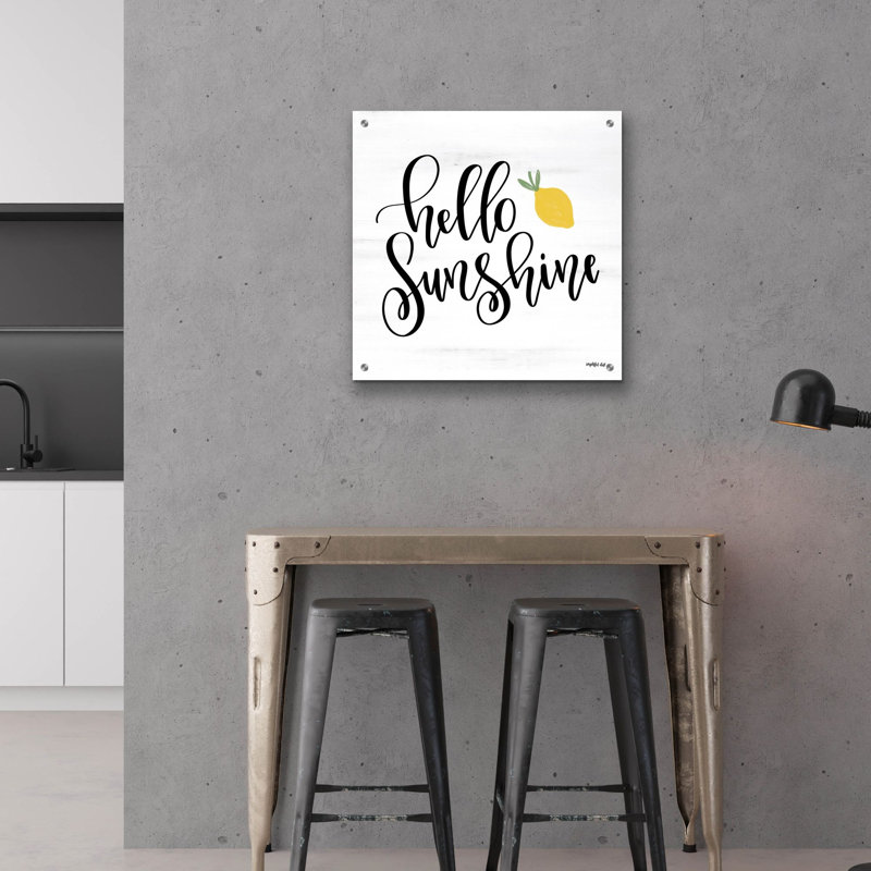 «Hello Sunshine» par Imperfect Dust - Art textuel sans cadre, H 24 po x l 24 po x P 0,2 po