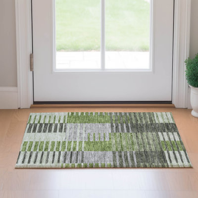 Premium Machine Washable Prisco Green Rug