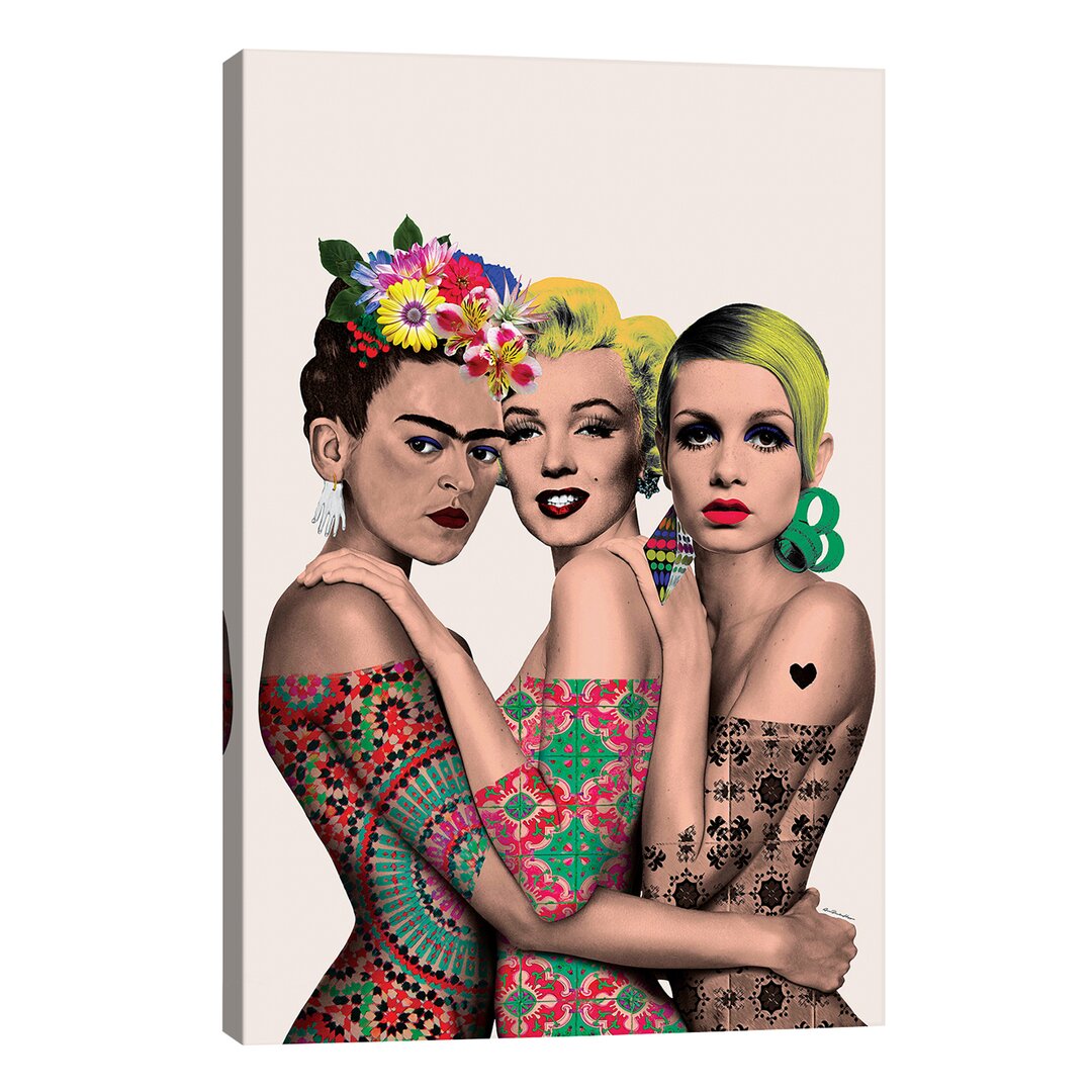 Leinwandbild Kahlo, Monroe and Twiggy von Ana Paula Hoppe