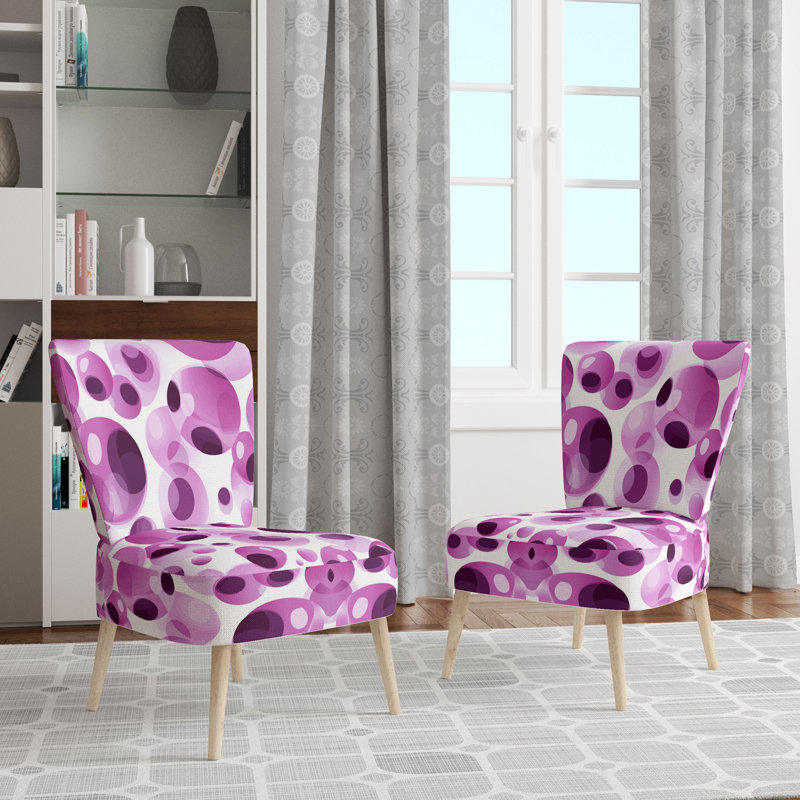 Artistic Whimsy Polka Dots Pattern - Upholstered Modern Side Chair, Polka Dots Accent Chair, Purple
