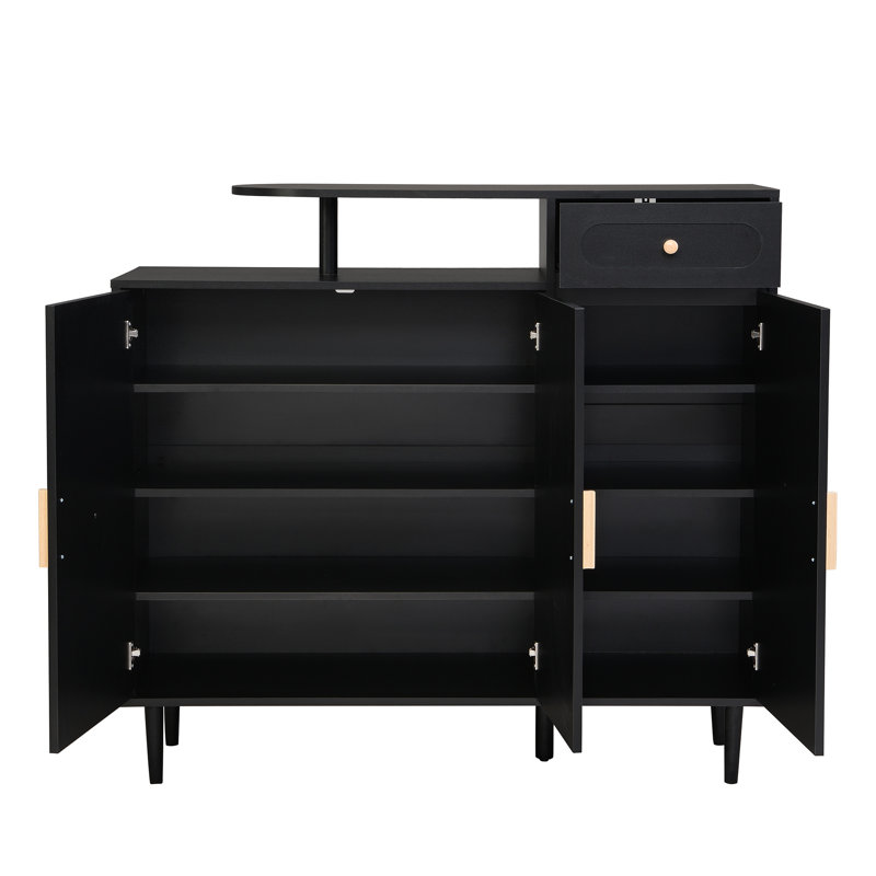 Armoire à chaussures élégante avec portes arquées et tiroir ON-TREND, Noir