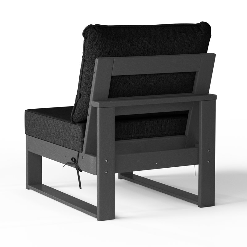 Chaise de patio sans accoudoirs à assise profonde avec cadre, Gris, Noir, noir, noir, noir