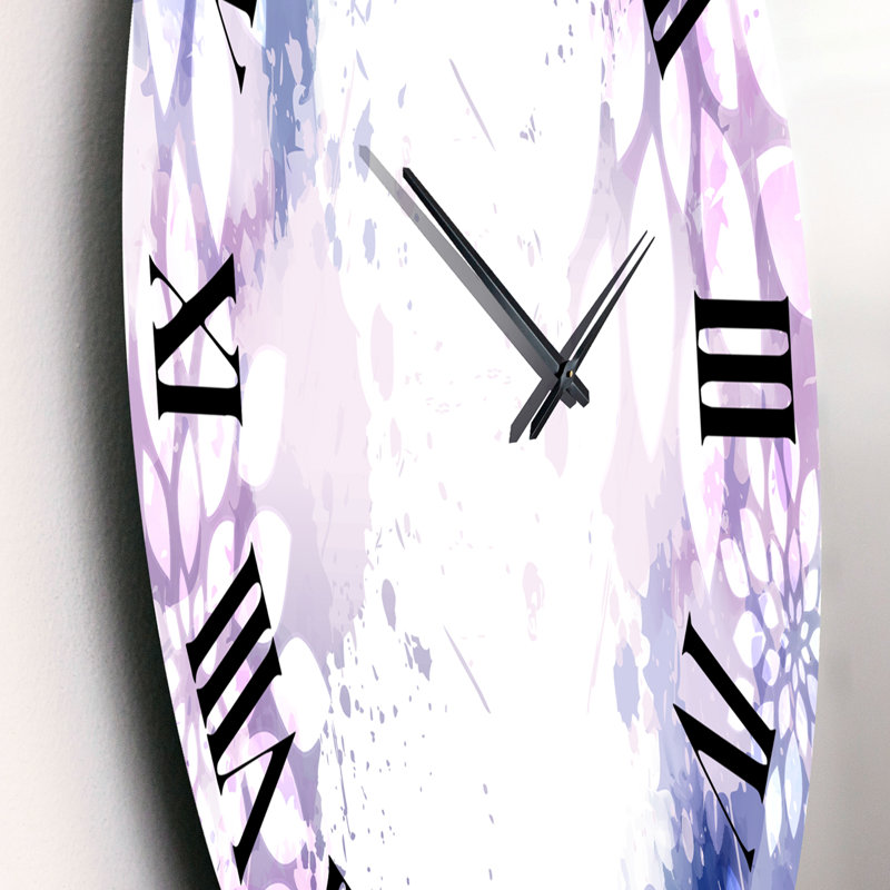 Horloge murale moderne mauve et rose avec éclaboussures colorées II, Petit