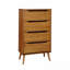 Commode 1 pièce avec tiroirs encastrés de style Mid-Century moderne avec pieds ronds fuselés et quatre tiroirs