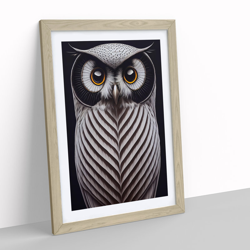 Awesome Owl - Single Picture Frame Print, 34cm H x 25cm W x 2cm D, Oak Framed