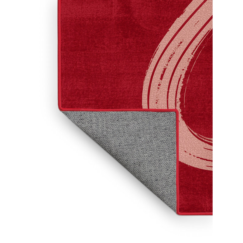 Tapis rouge moderne et contemporain lavable à la machine Andrus Valentines - reliure rouge, 5 x 7