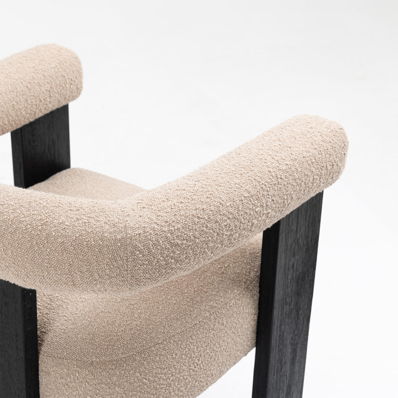 Upholstered Chesterfield Chair, Brown Fabric