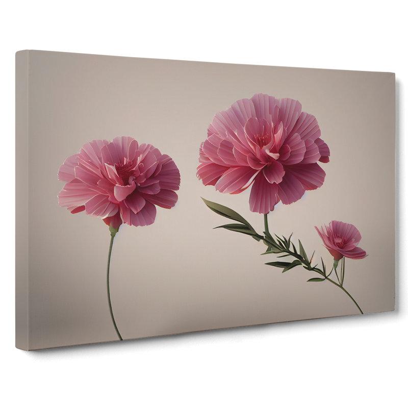 Positive Carnation Flowers - Wrapped Canvas, 35cm H x 50cm W x 3cm D
