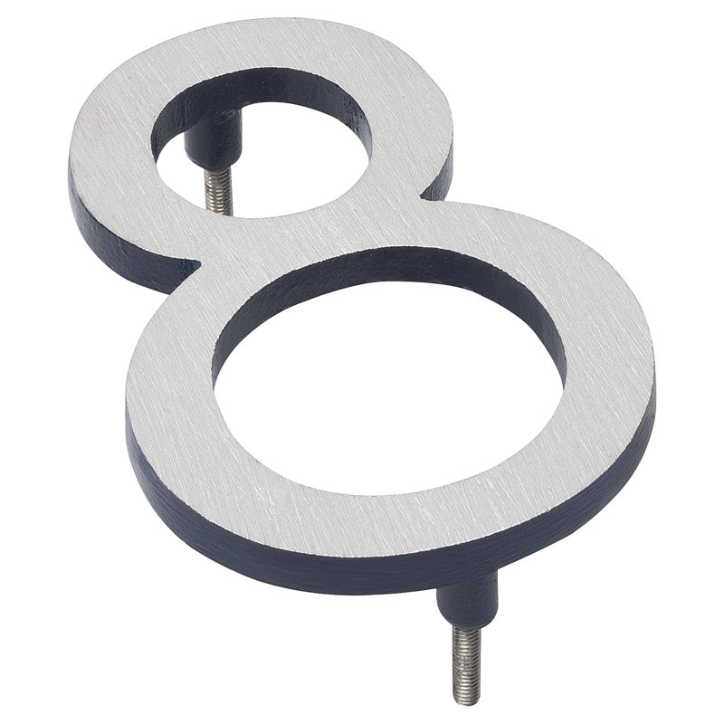 Numéro de maison à fixation flottante 12 po, Nickel satiné / marine, 8