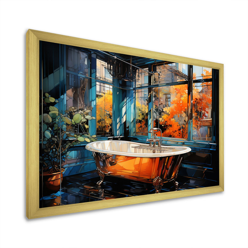 «Bathroom Abstract Reflections II» - reproduction, Cadre doré à une seule photo, H 24 po x l 32 po x P 1 po