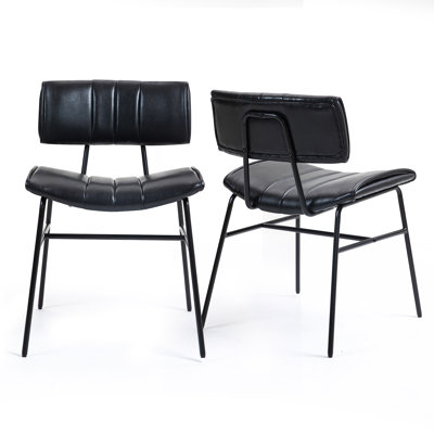 Set of 2 Belindo Fabric Dining Chair with Black Metal Legs by George Oliver