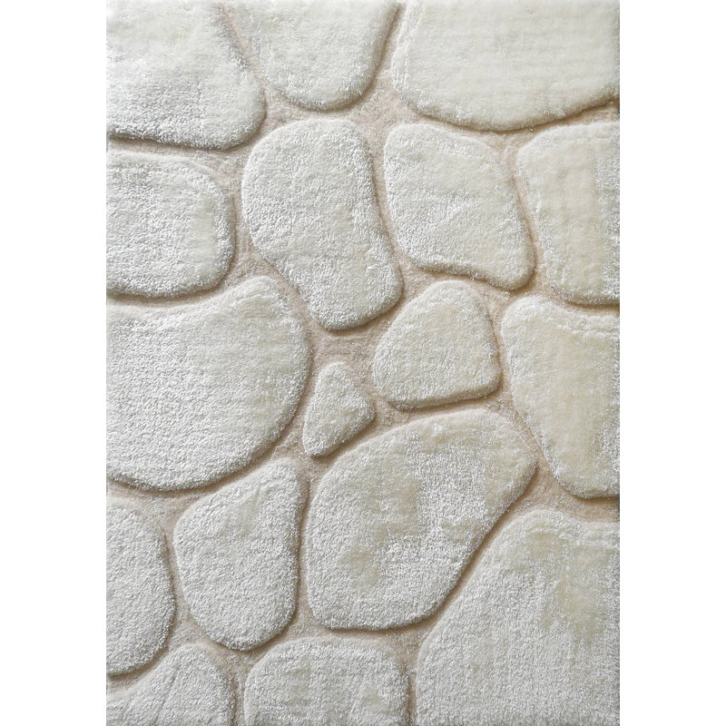 Tapis ivoire touffeté à la main à motif géométrique Hermosillo, Rectangle 8 pi x 11 pi