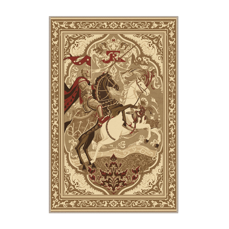 Tapis oriental décoratif brun et beige lavable à la machine Rayan, 2 pi x 3 pi