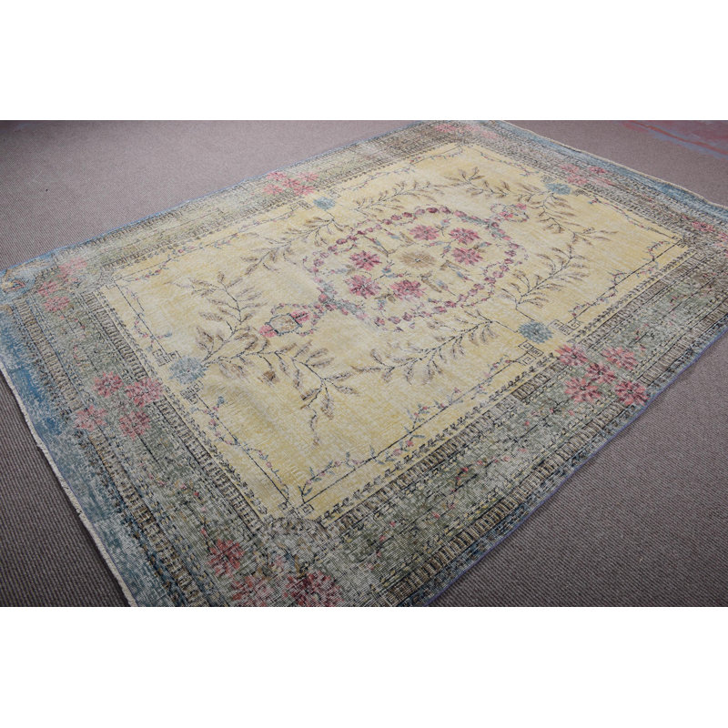 Grand tapis turc anatolien neutre de style Oushak rétro idéal pour rehausser le décor du salon