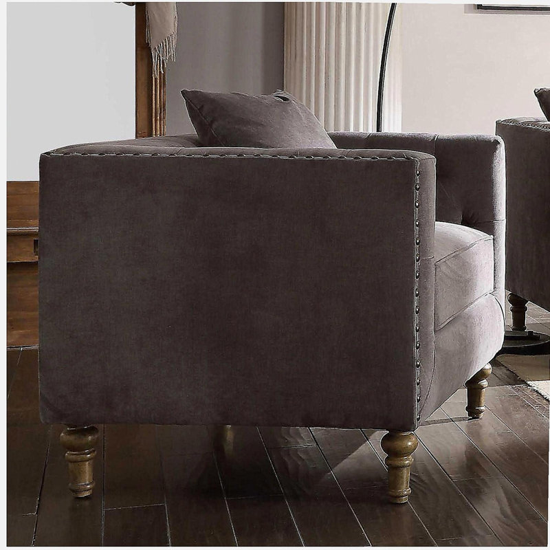 Chaise d'appoint grise avec coussin