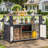 Outdoor Grill Table Cart With Storage Cabinet