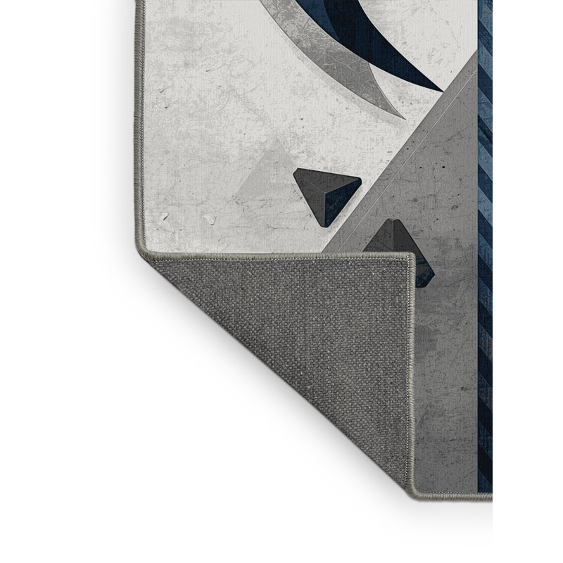 Soft Plush Dunmire Viking Axe Modern Rustic Geometric Area Rug in Gray – Gray Binding, 4x6