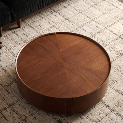 Tables basses de 35,4 pouces, conception circulaire en noyer, convient aux matériaux de salon, convient aux chambres à coucher, aux salons et aux bureaux