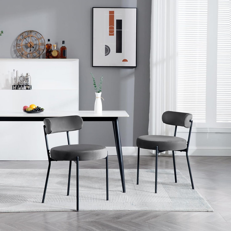 51cm H Upholstered Upholstered Back Cantilever Chair, Grey/Brown/Blue, 6